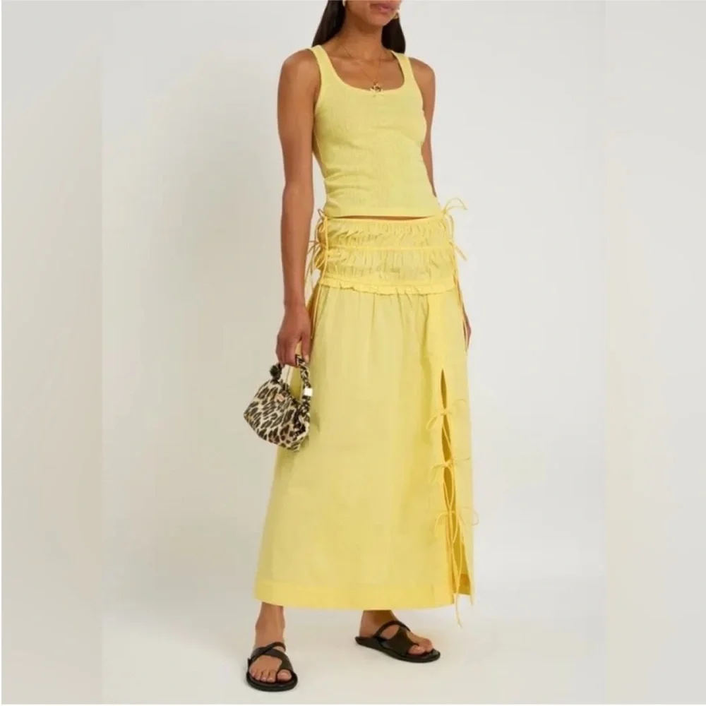Damson Madder Charlotte Midi Skirt in Yellow - Picture 10 of 11